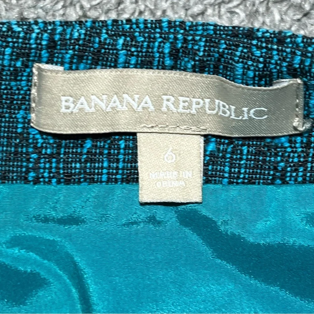 Banana Republic A Line Knee Length Textured Skirt Size 6 Teal Lined Back Zip
